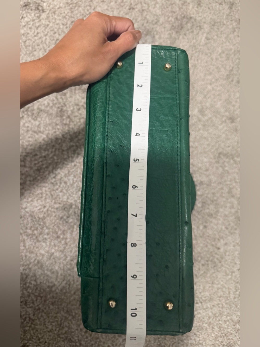 “Genuine” Green Ostrich Top-Handle Bag - Picture 14 of 17
